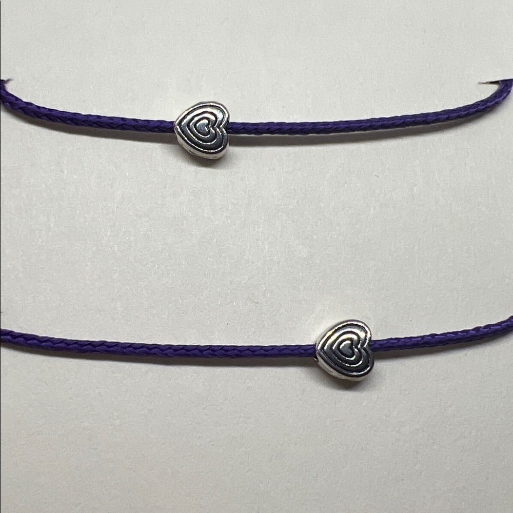 Set of 2 Friendship Bracelets with Tiny Heart Charms NWT